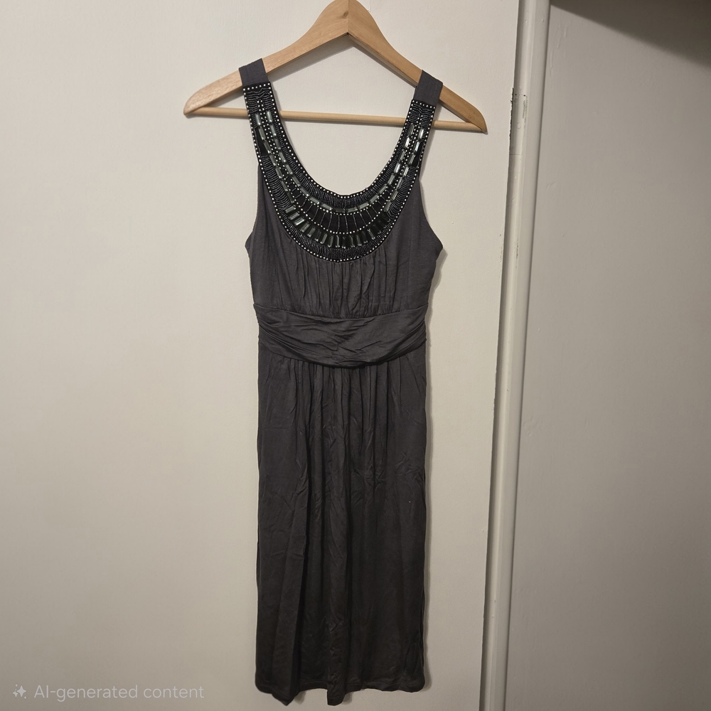 🟡 Soprano Charcoal Gray Beaded Dress Size S